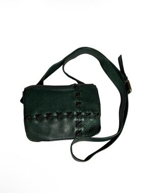 Vintage green leather crossbody double sided Saddle bag by Sabina